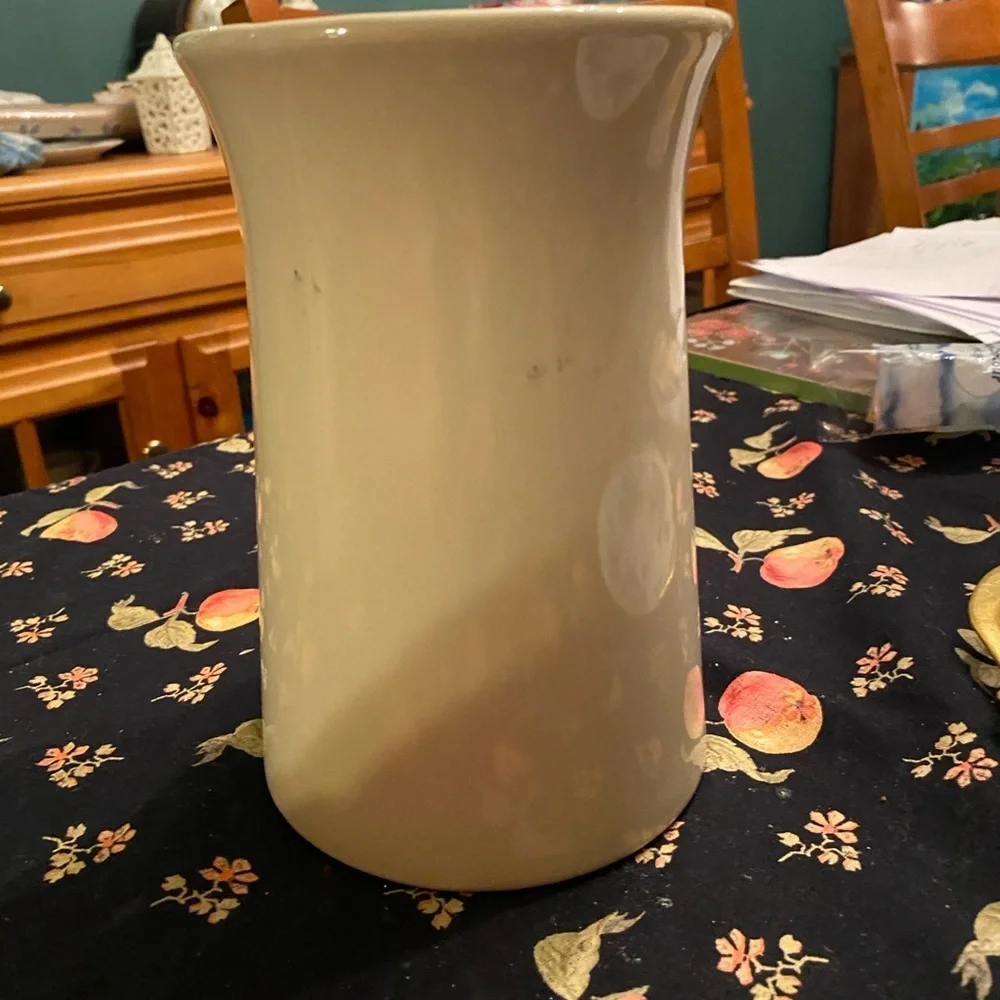 Vintage Cream Brown Floral Vase 7.5 Inches Tall